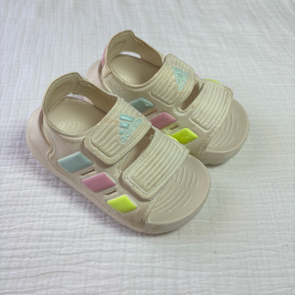 Adidas Kids Sandals - Cream with Pastel Accents - Picture 1 of 6